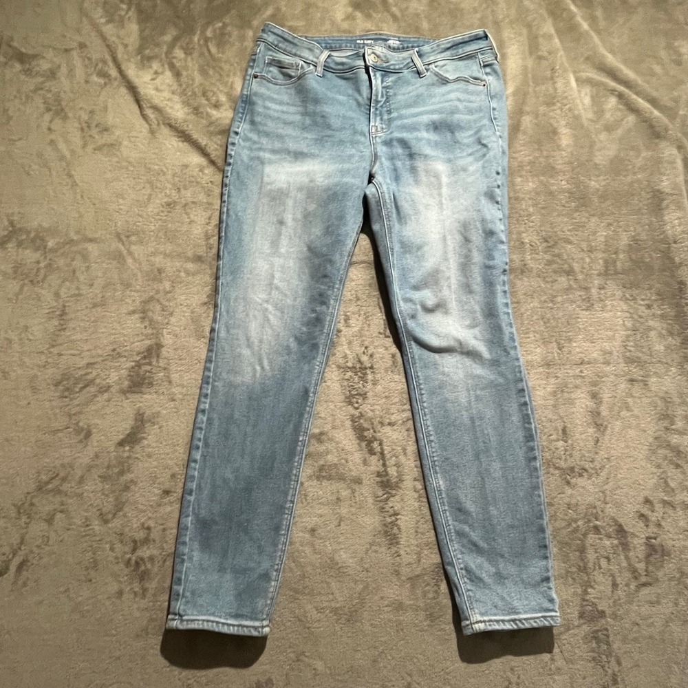 Old Navy Rockstar Super Skinny Jeans Womens 14 Light Blue High Rise 547194-00